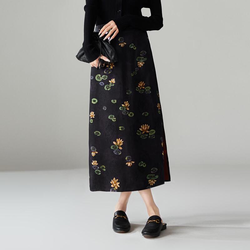 Vintage Floral Print High-Waisted Midi Skirt 29/XL