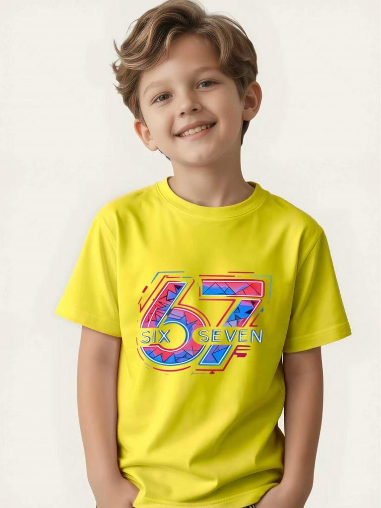 Technologically Colorful Children's T-shirts with Creative Printing Boys' Trendy Short-sleeves