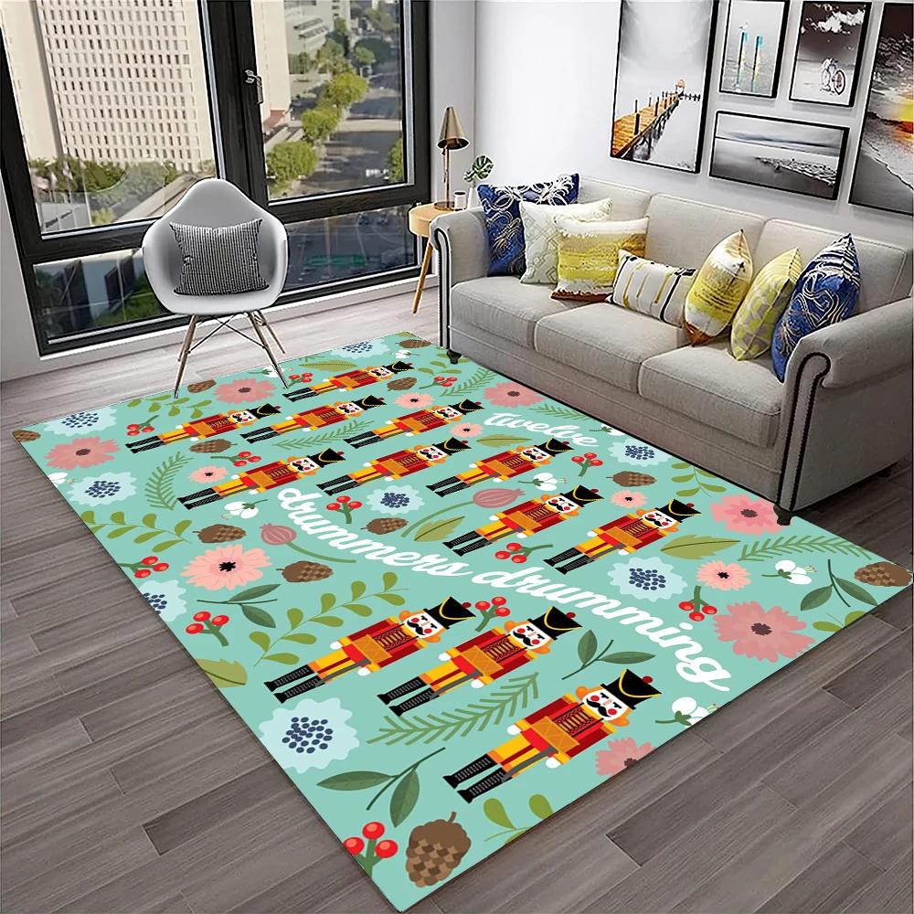 3D Nutcracker Christmas Tree Cartoon Carpet Rug for Home Living Room Bedroom Sofa Playroom Doormat Decor,kids Non-slip Floor Mat