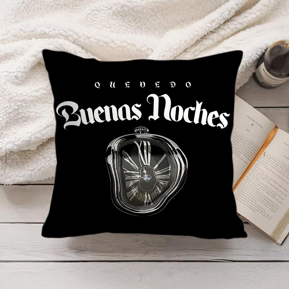 QQuevedo Buenas Noches Cushion Cover Silky Short Plush Invisible Zipper Dustproof Sofa Pillow Case for Home Decor