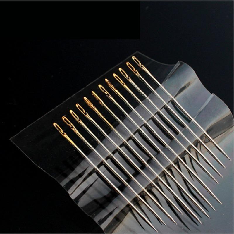 36/12Pcs Side Hole Blind Sewing Needles Stainless Steel Elderly Self Threading Needles Household DIY Beading Threading Needle