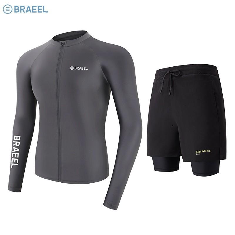 Mens Long Sleeve UV Protection Rash Guard Set Full Body Sunproof Quick Dry Snorkeling Diving Surfing Wetsuit