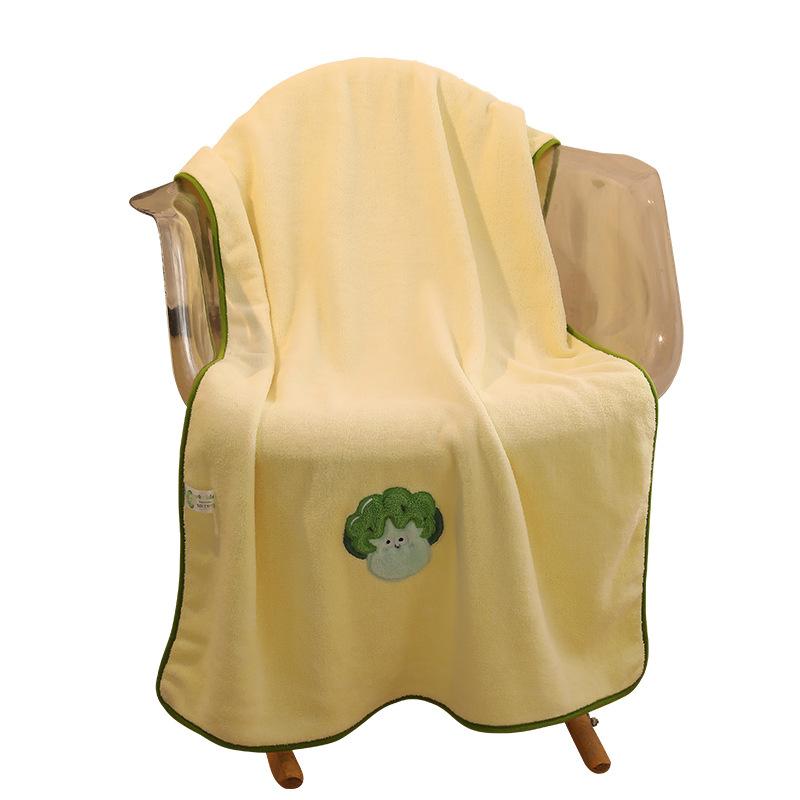 Thickened and Enlarged Garden Vegetable Coral Fleece Bath Towel, Non-shedding Beach Towel, Bathrobe, Absorbent Wrap Towel