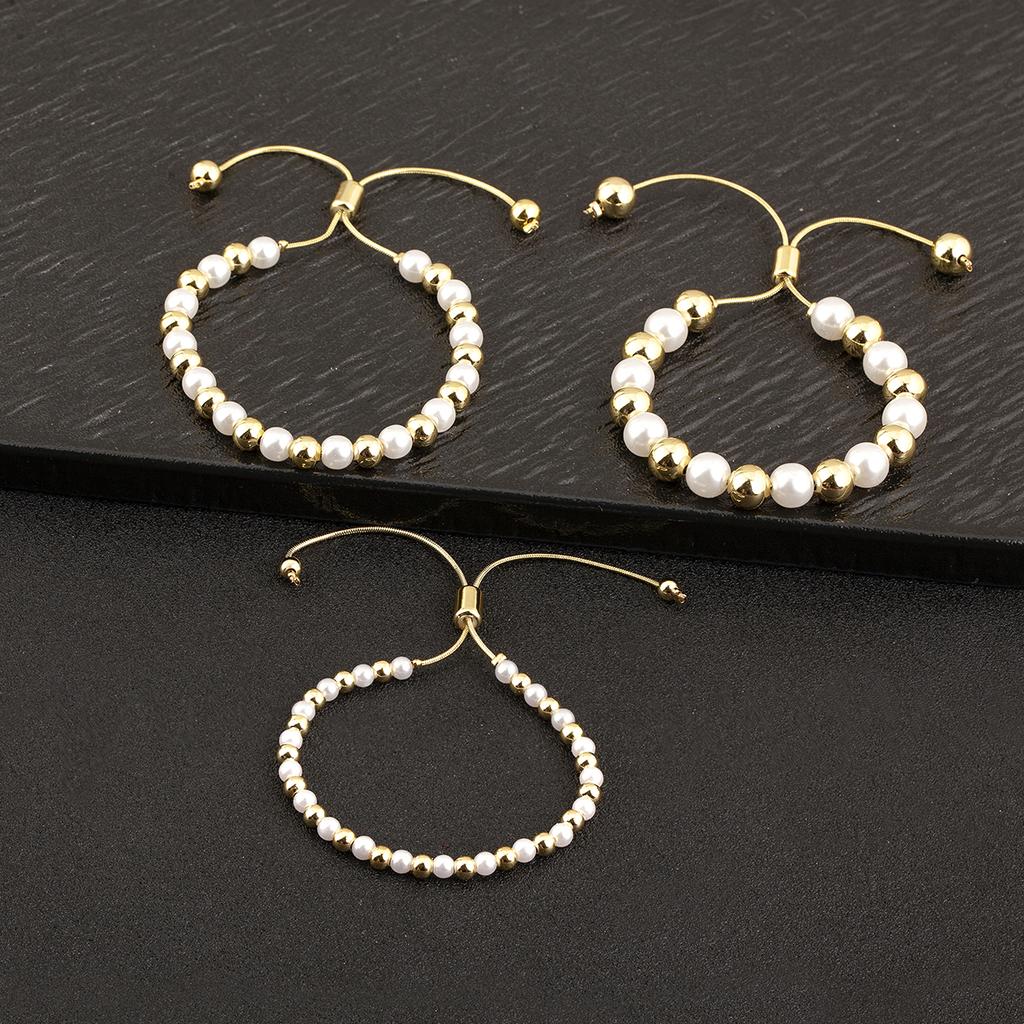Nidin Classic New Design Copper Pearl Beads Chain Bracelet For Women Girl Fashion Handmade Adjustable Jewelry Accessories Gifts