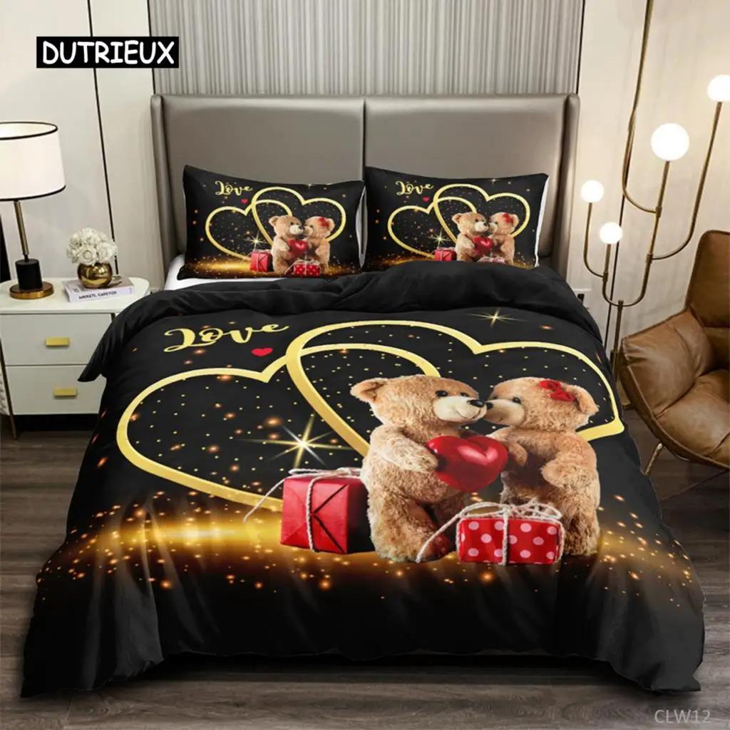 Romantic Red Rose Duvet Cover Set Printed Floral Bedding for Adults Teens Blossom Flower Theme Comforter