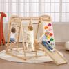 Indoor Jungle Gym, 7-in-1 Toddler Indoor Playground, 120 x 147 x 142 cm, with Wood and Rope Ladder, Net Ladder, Swing, Monkey Bar, Slide, Climbing