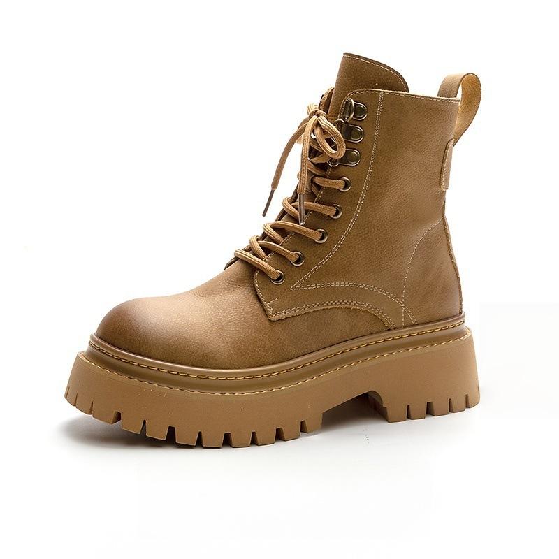 Martin boots women's 2025 spring and autumn new British style matte explosive short boots thick-soled inner height increase retro locomotive boots