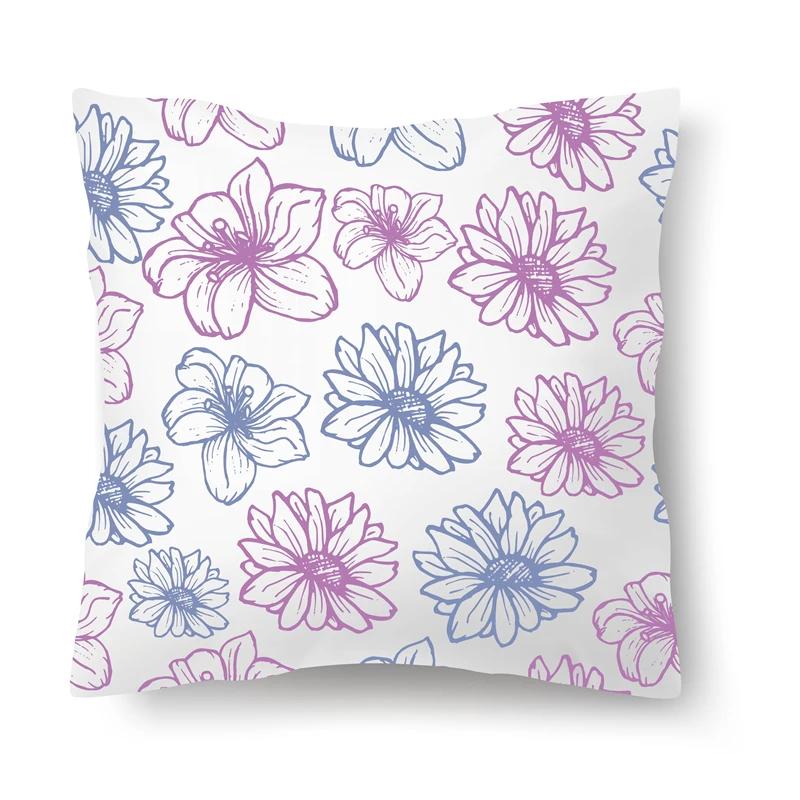 Nordic Floral Print Pillowcase 45x45CM Sofa Office Seat Car Cushion Cover Creative Ornament Bedroom Room Home Decoration