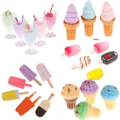 5pcs Miniature Dollhouse Adorable Resin Milkshake Juice Candy Sugar Ice Cream Pretend Enjoy Food Designed for Pretend Enjoy Kitchen Decor Playthings