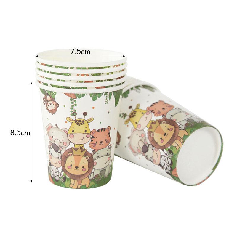 61Pcs Jungle Animal Disposable Tableware Set Paper Plate Cup Napkin Banner Kids Boy Forest Safari Theme Birthday Party Supplies