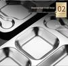 304 Stainless Steel Compartment Meal Tray for Kindergarten Students, Adults, and Canteens
