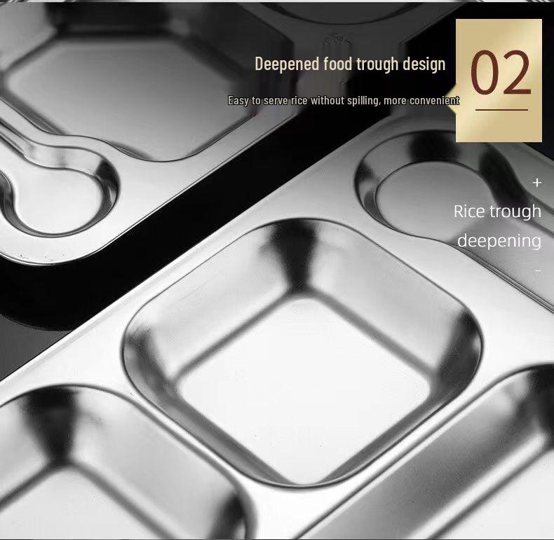 304 Stainless Steel Compartment Meal Tray for Kindergarten Students, Adults, and Canteens