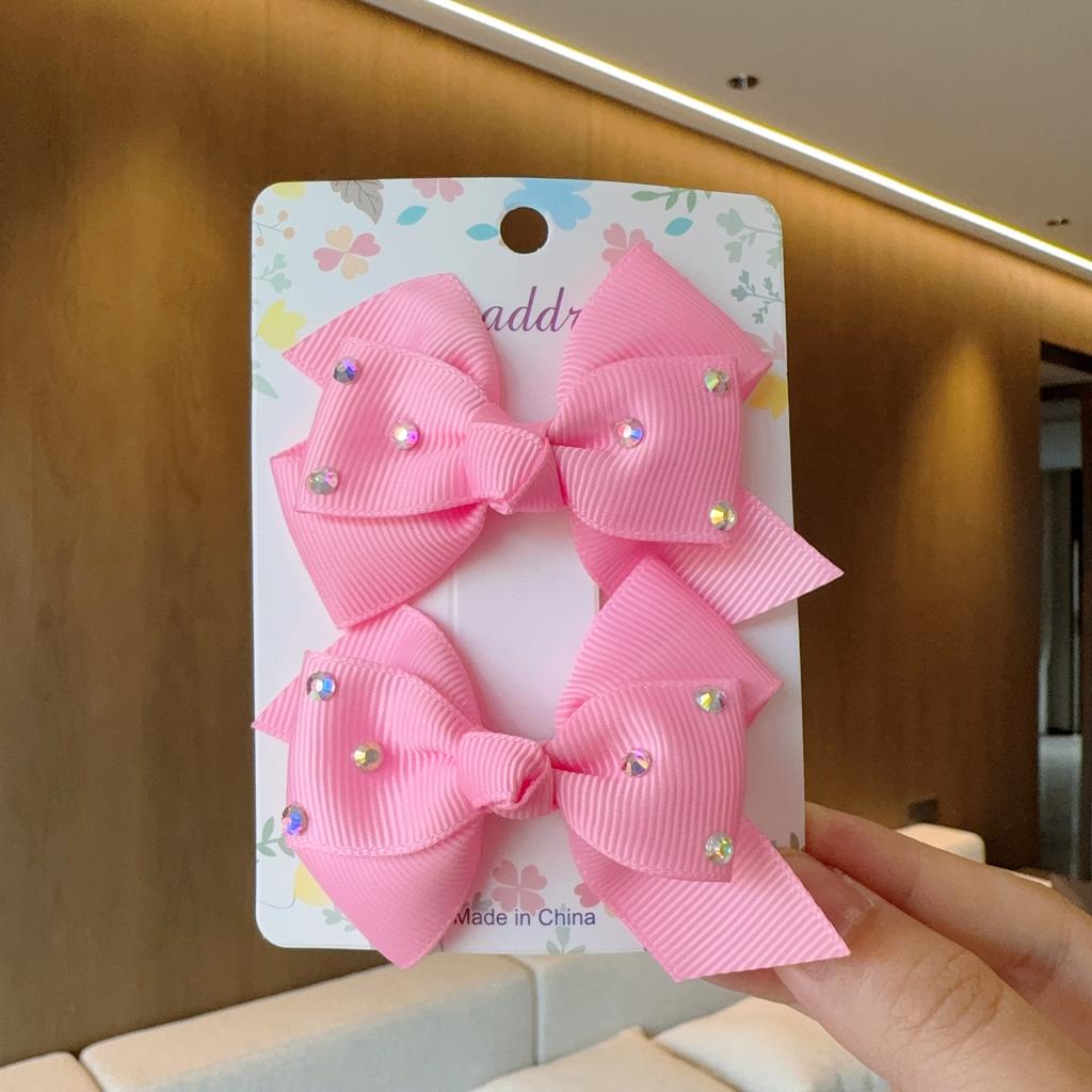 2Pcs/lot Baby Solid Hair Bows Hair Clips Ribbon bow Hairpin for Girl Cheer Bowknot Barrettes Children Headwear Hair Accessories
