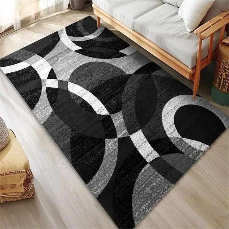 Red Brown Geometric Area Rug Modern Abstract Carpet For Living Room Bedroom Dining Office Large Floor Mat Home Decor