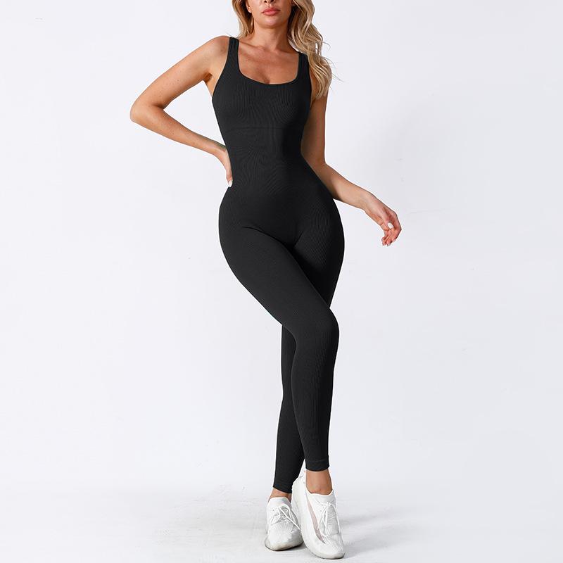 Baoshun Ribbed Seamless Yoga Jumpsuit with Chest Pad for High-Intensity Training