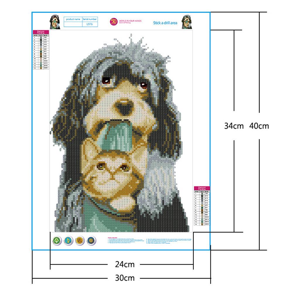 DIY 5D Full Drill  Living Room Puppy Cross Stitch Rhinestone Painting