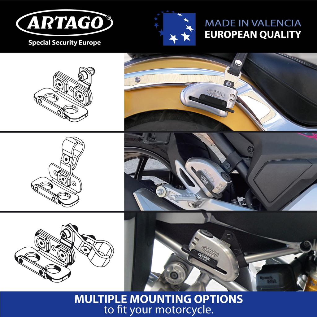Artago K202 Alarm Disc Lock is a transport bracket for transporting Artago 32 and attaches to a pipe or screw