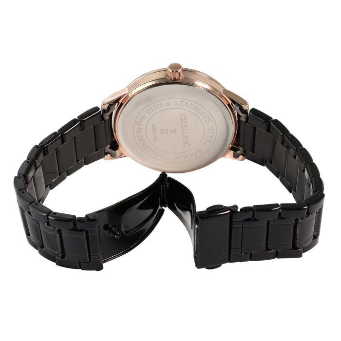Montre - EXCELLANC - SL28 - Boîtier 41 mm - Cadran noir - Bracelet métal noir