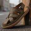 Sandales pour Hommes Respirantes Cuir Creux Bout Fermé Anti-Odeur Nouvelles Semelles Souples Antidérapantes Résistantes à l'Usure Chaussures d'Extérieur pour Plage pour Adolescent