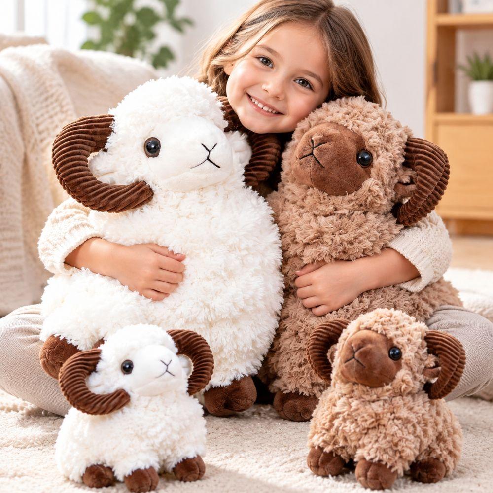 Soft Plush Sheep Plush Toy Curved Horn Year of the Sheep Mascot New Goat Stuffed Animal Birthday