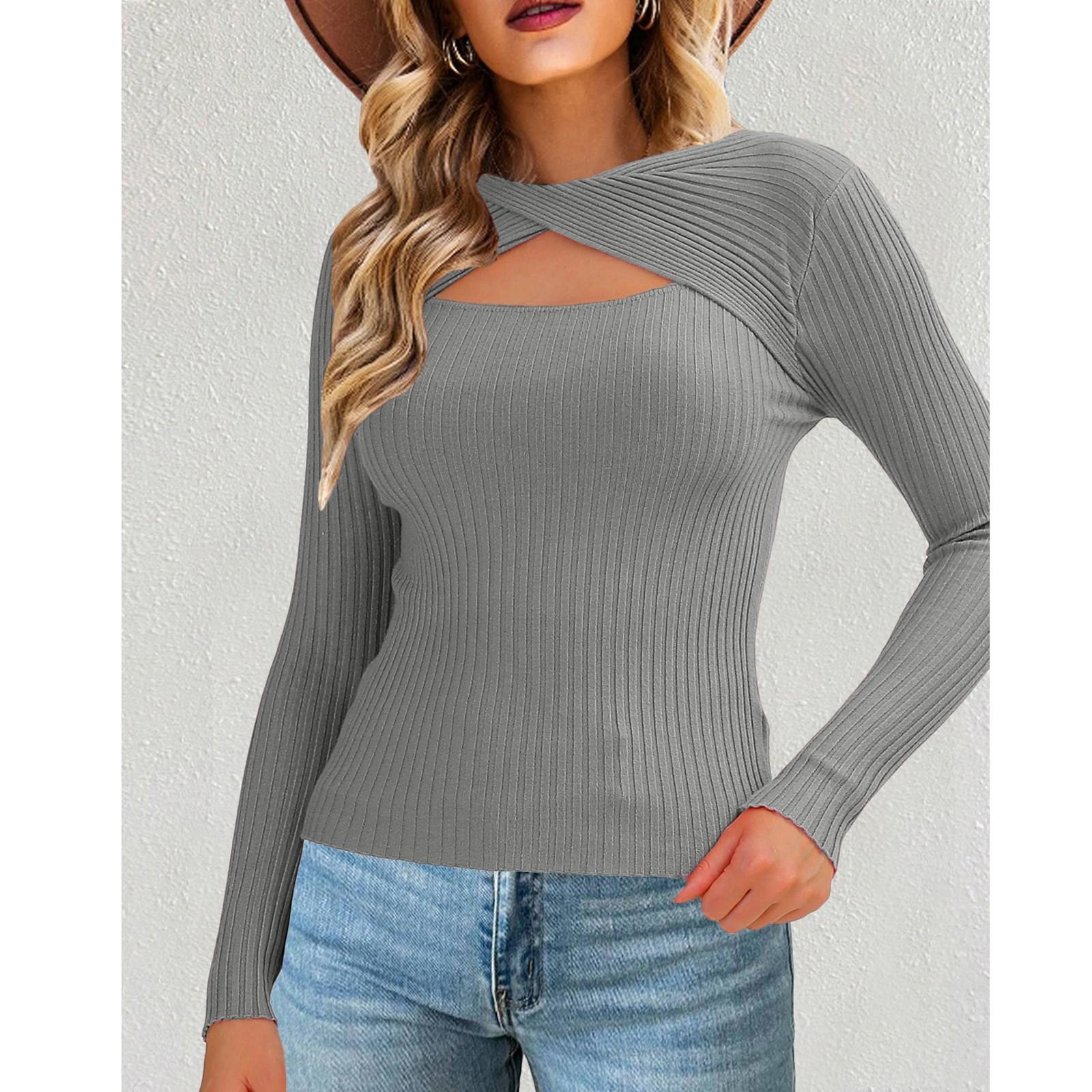 

Женский свободный повседневный ажурный скрученный трикотажный свитер Базовый свитер Трикотажный свитер Базовый свитер S