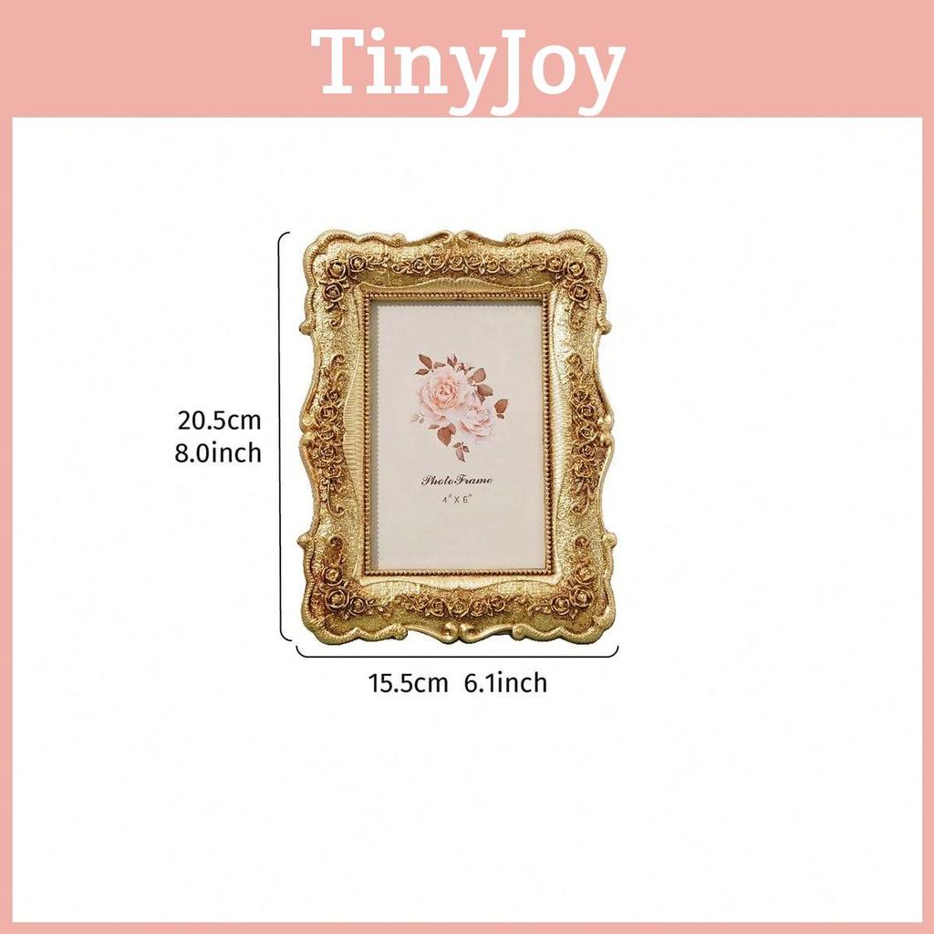 Vintage Resin Photo Frame With Gold Embossed Rose Pattern For Christmas And Anniversary Gifts