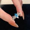 Retro Blue Tear Crown Water Drop Ring - Vintage Chinese-Style Adjustable Women's Index Ring
