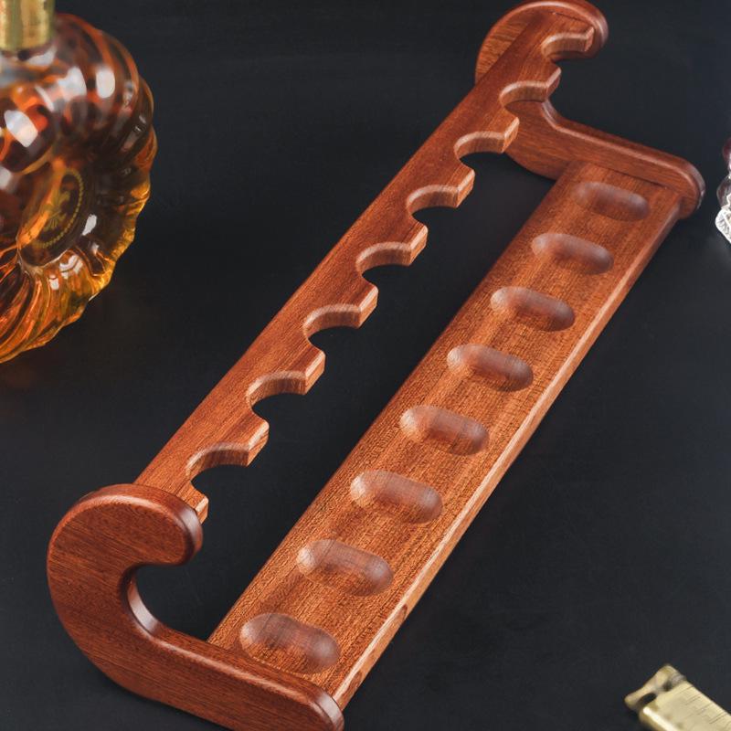 Sapele Solid Wood 8-Position Pipe Display Stand