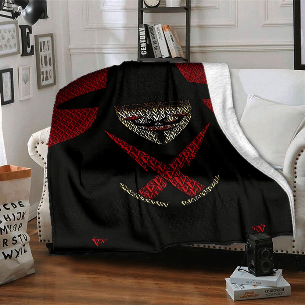 1pc V for Vendetta Flannel Throw Blanket - HD Printed Lightweight Soft Warm All-Season Blanket for Sofa, Bed, Travel, Camping 088
