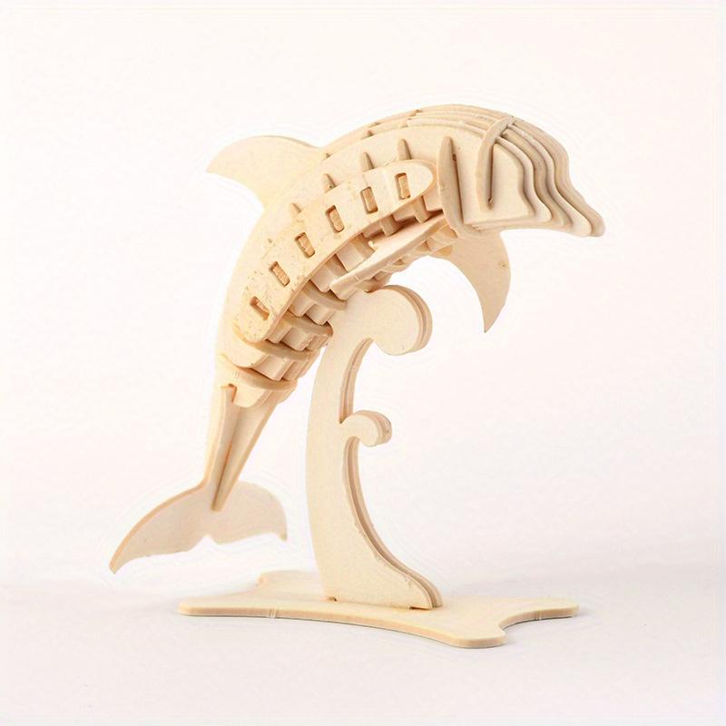 3D Animal Puzzle Model Assembly Toy Educational Ocean Biology DIY Wooden Craft Unfinished Hobby Puzzle Toy