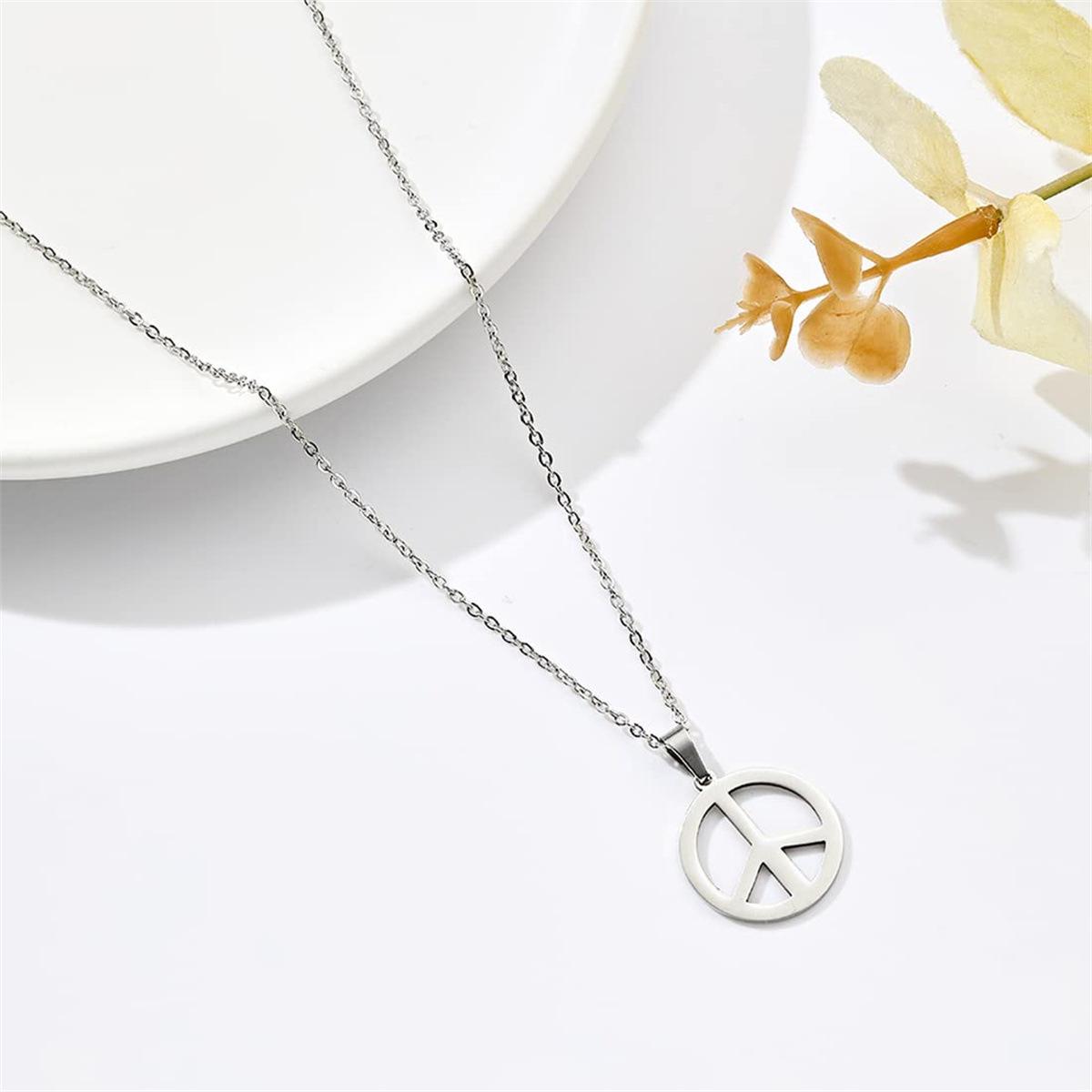 

Stainless Steel and Flat Emblem Pendant Necklace - Hippie Party Accessory for Ladies As A Gift