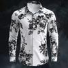 Halloween Thema Mannen Halloween Kostuums Schedels Shirt Knoopsluiting Shirt Casual Overhemd Lange Mouw Donkere Gotische Stijl Tops