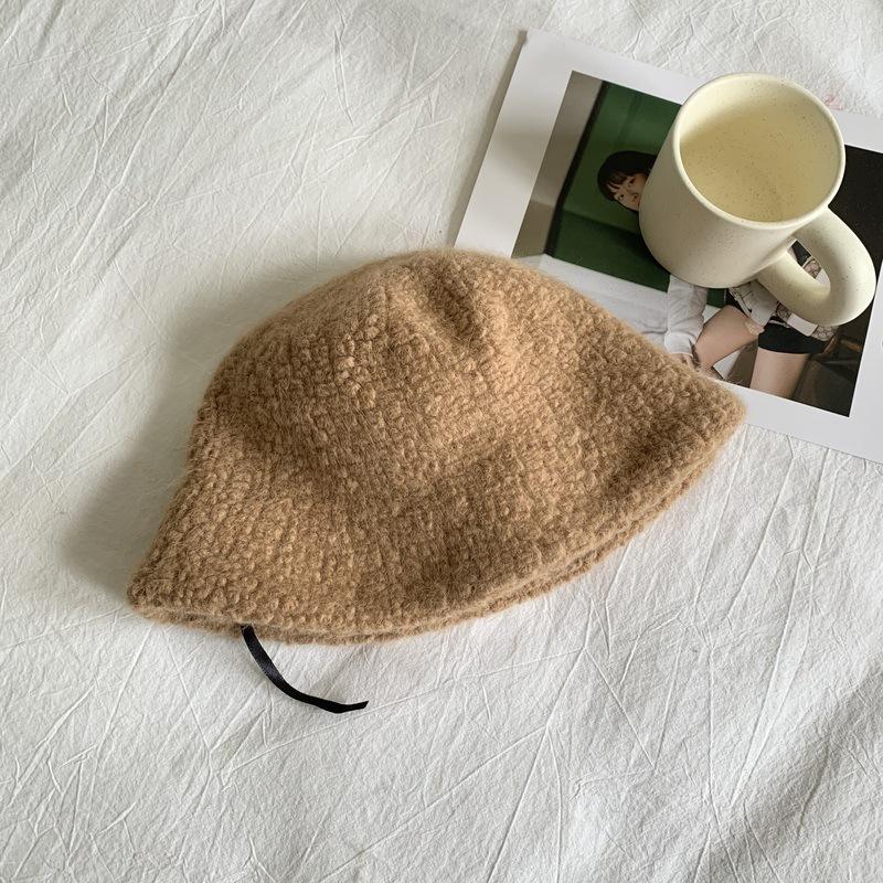 

Лицо в японском стиле, показывающее шляпу рыбака из овечьей шерсти для женщин на осень и зиму, новую универсальную простую ретро шляпу-ведро для тепла, шляпу-тазик M（56-58cm）