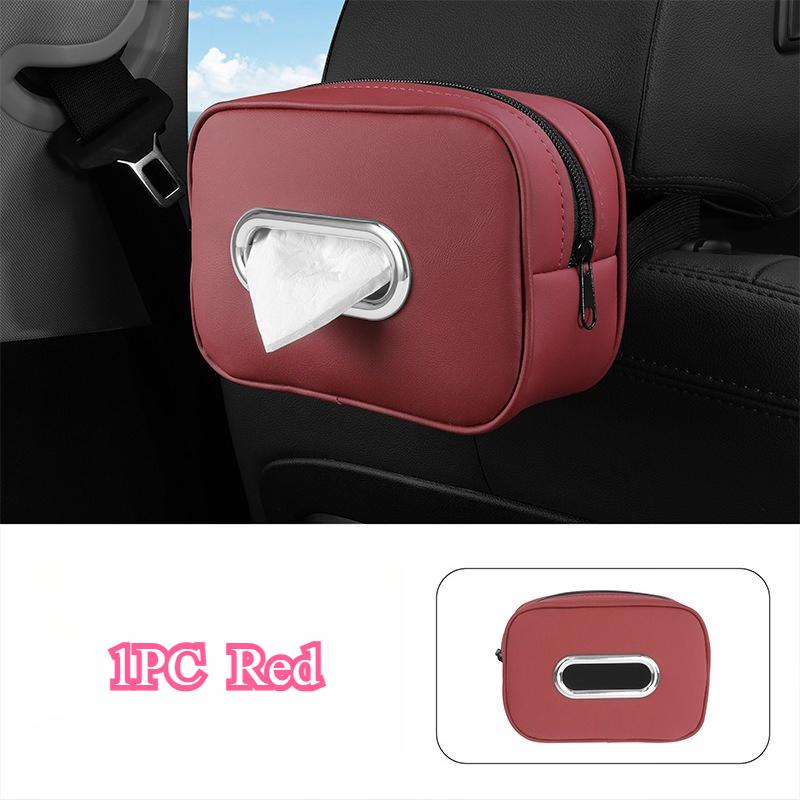 New Car Tissue Box Holder Microfiber Leather Car Center Console Armrest Napkin Box Sun Visor Backseat Tissue Case with Fix Strap