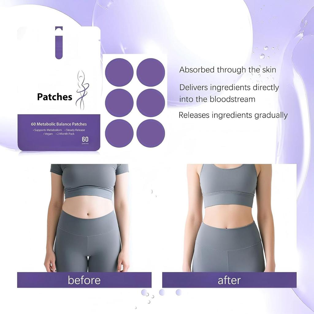 Slimming Patch, Gently Improves Skin Metabolism, Easy To Use, For All Body Types, For Men And Women, Pack Of 1 (60 Plasters Each)