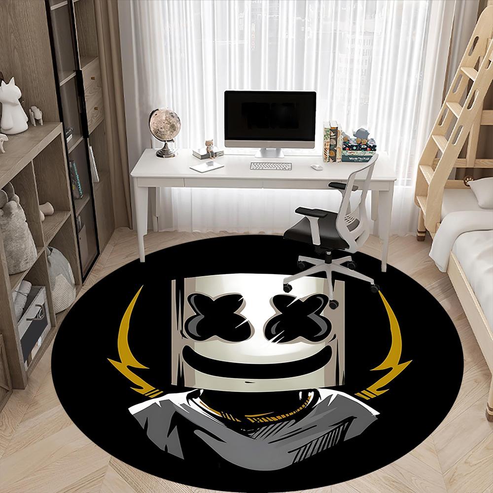 1pc Marshmello Mask Office Round Area Rug, Under Office Chairs Bedroom Living Room Home Decor, Room Deco, Available in Various Sizes
