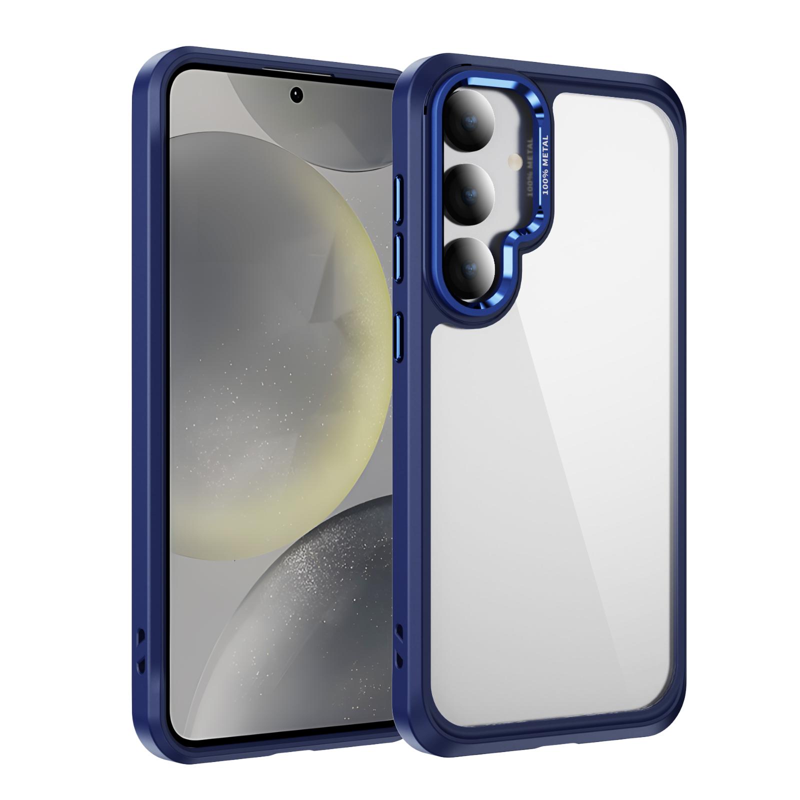 

Clear Lens Metal Edge Protection Case For Samsung Galaxy S26 S25 S24 S23 Plus Ultra High Transparent Hard PC Shockproof Cover Galaxy S26 Ultra темно-синий