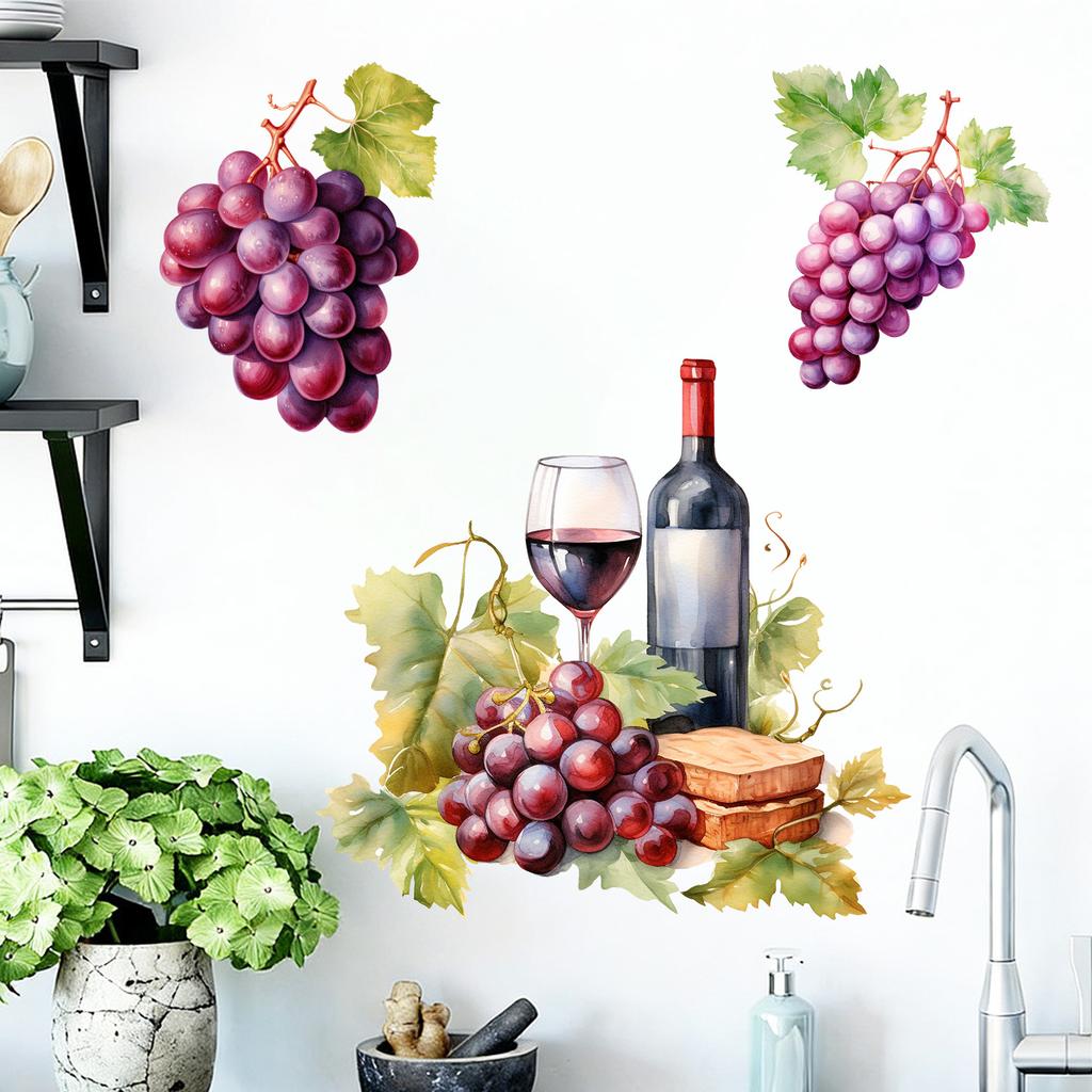 Traube Rotwein Selbstklebend Wohnzimmer Küche Esszimmer Wandverschönerung Dekoration Aufkleber