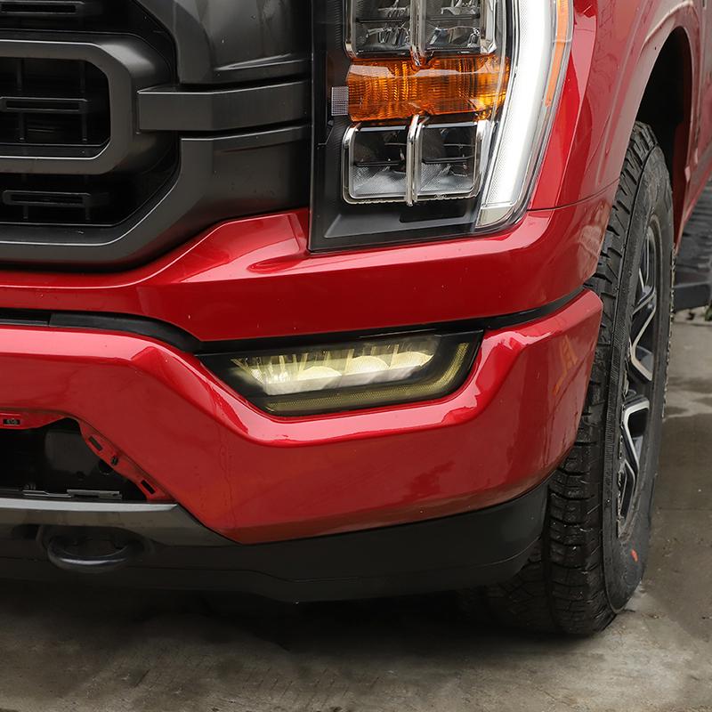 Car Front Fog Light Cover Trim Fog Lamp Decoration Guard for Ford F150 2021 Up Accessories Smocked Black