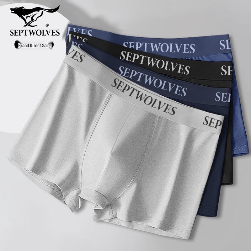 Seven Wolves Men's Pure Cotton Boxer Briefs (4-Pack)