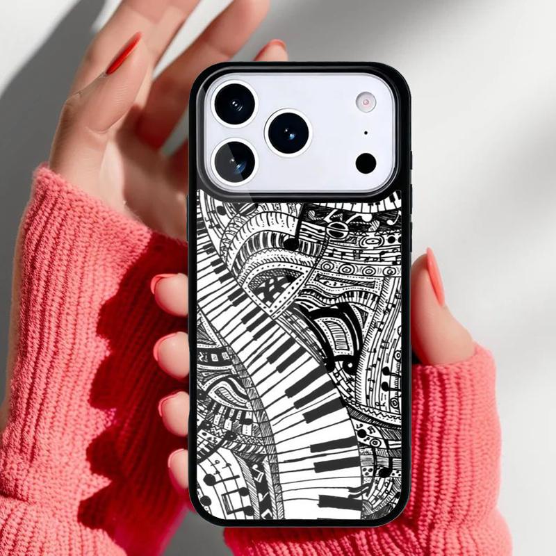 Piano Keys Musical Phone Case for iPhone 17 Air 16e 15 14 13 Pro Max Back Cover for 12 11 Pro Coque
