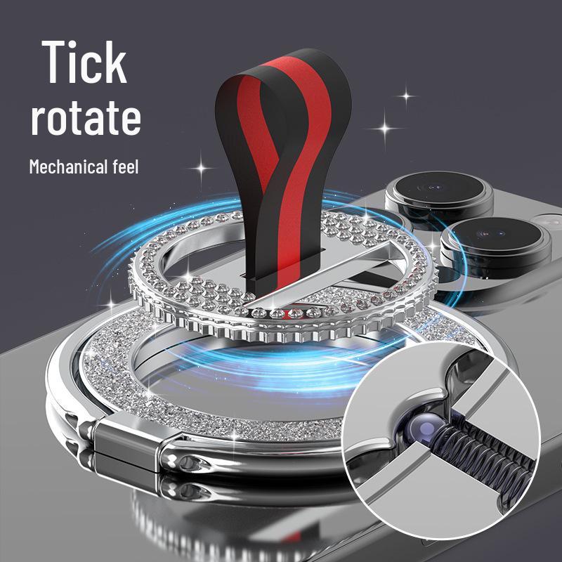 360° Rotating Glitter Diamond Ring Buckle Phone Holder with Magnetic Magsafe Compatibility