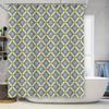 Blue Yellow Geometric Shower Curtain Patterned Waterproof Fabric For Bathrooms Decorations Universal Fit 72X84 Inches (183Cm X 2