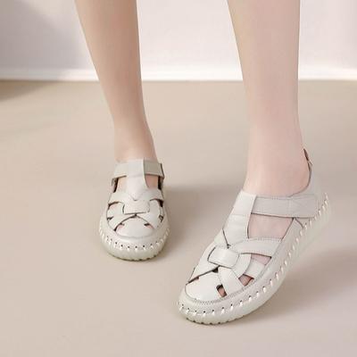 Summer Leather Toe Cap Hollow Sandals for Women