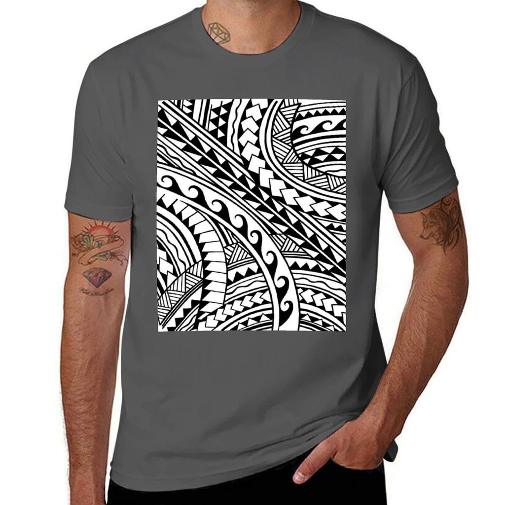 Hand Drawn Polynesian Tribal Tshirt Light Athletic Short Sleeve Tee Shirt