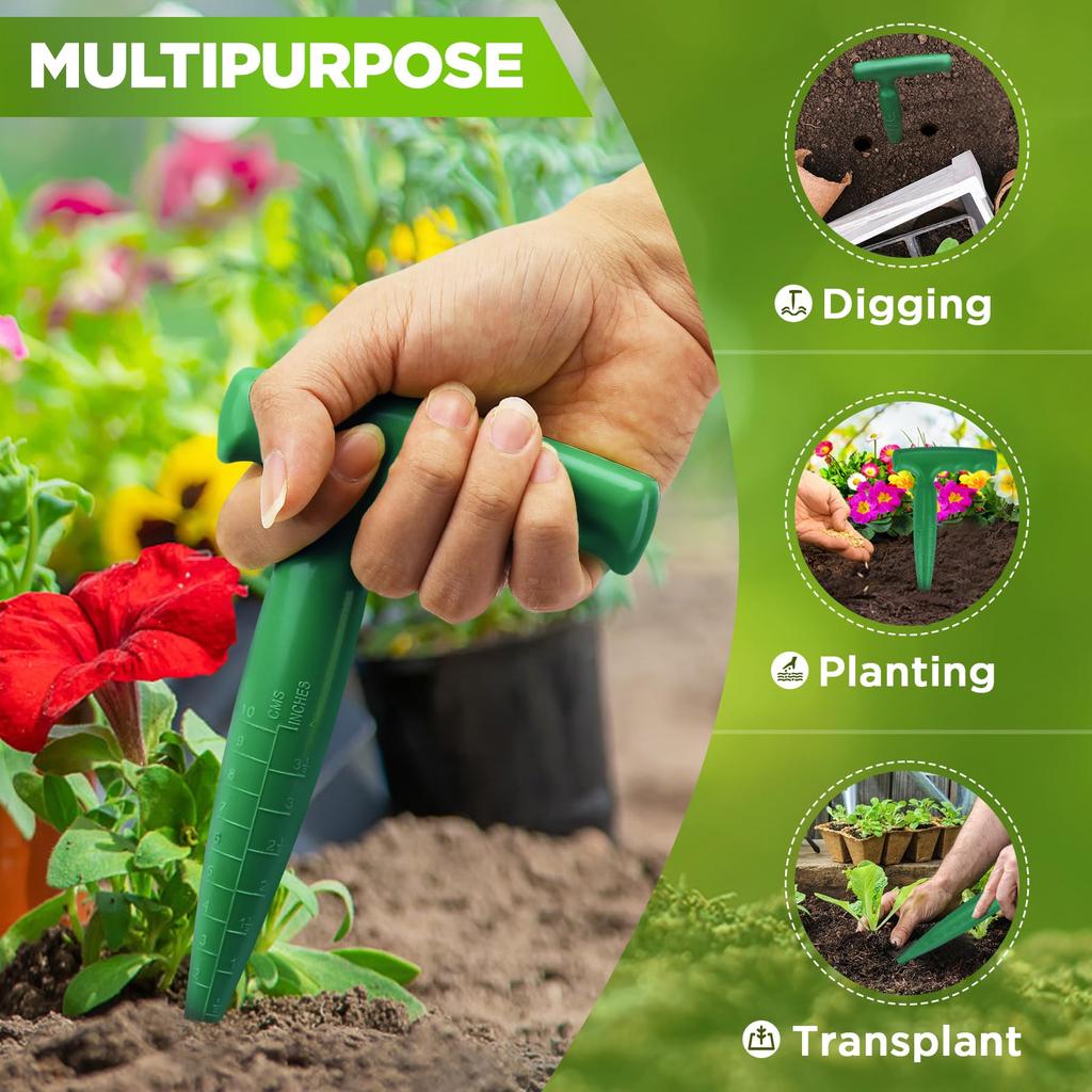Hand Dibbler Gardening Tool Planting Dibber for Measurement Sowing Seeds Bulbs Flower Pot Planter for Vegetable Garden