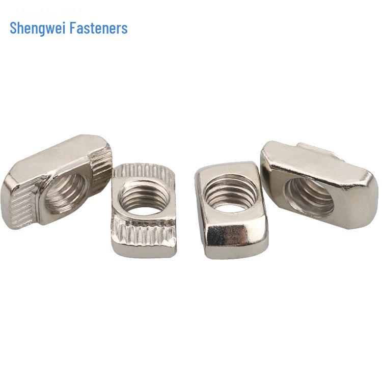 Nickel-Plated 304 T-Nut for European Standard Aluminum Profile, M4-M8 Boat-Shaped Nut