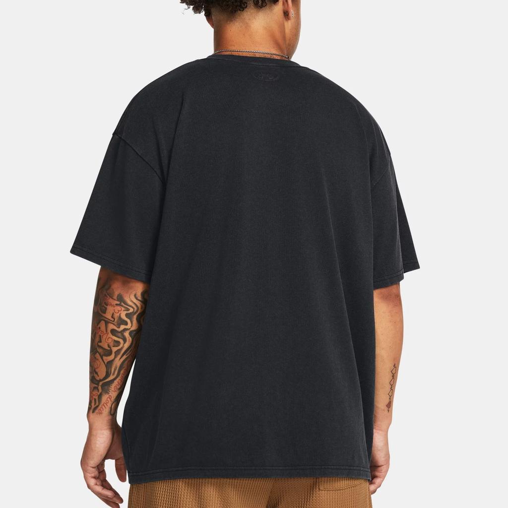 Under Armour Letter Print Loose Fit Training Sports Crew Neck Short Sleeve T-Shirt Men Tops Black 1385573-001