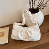 Sweet Floral Pleated Strap Women Pu Shoulder Bags Lightweight Portable Ladies Underarm Bag Casual Versatile Girls Zipper Handbag