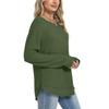 Women's Fashion Solid-Color Loose-Fit Long-Sleeve  Neck Casual Top